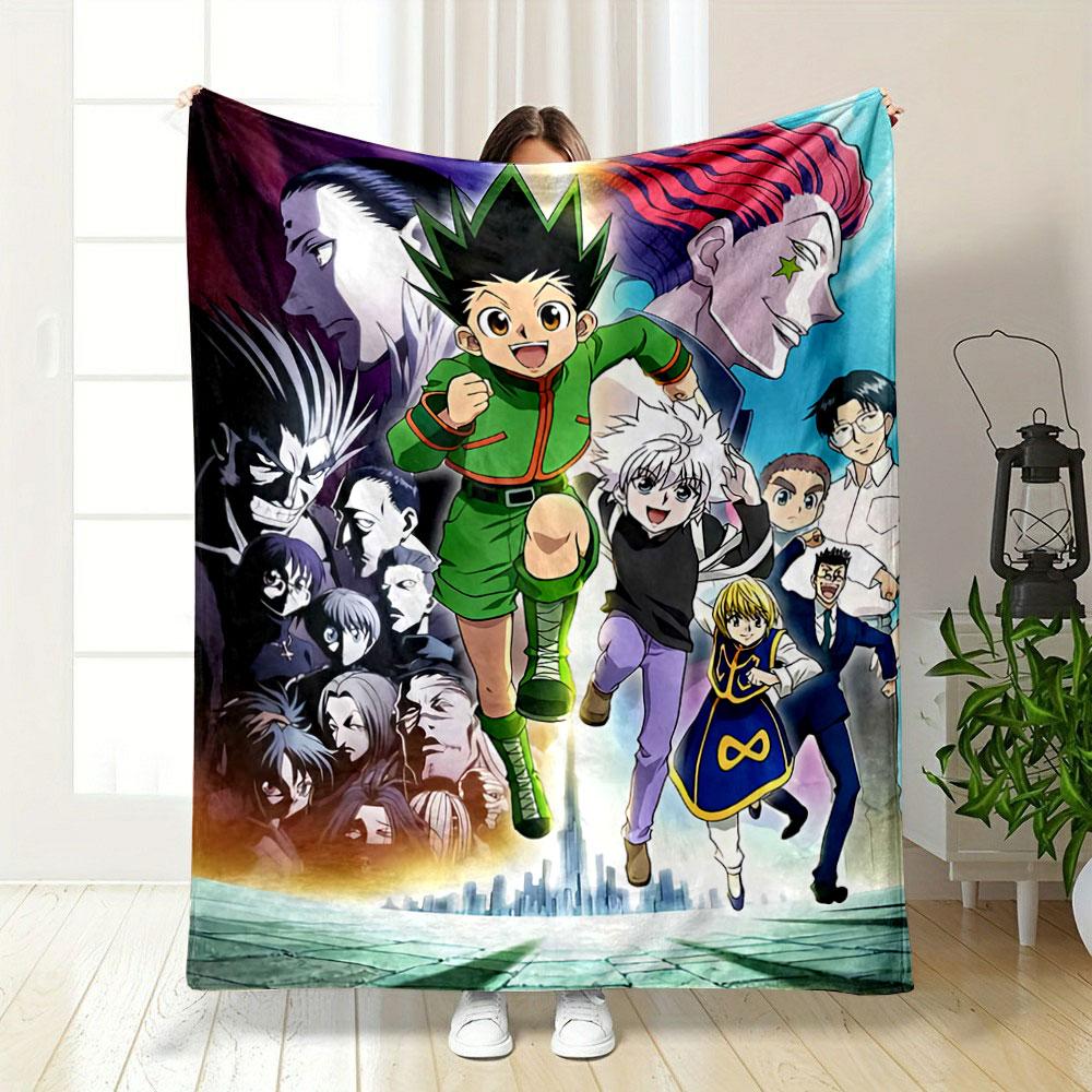 A Vibrant Anime-style Poster with Characters In Action and Dramatic Poses. for All Seasons Blanket Lunch Break Throw Gift