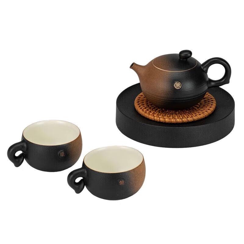 Edenus Gongfu Tea Set with Ceramic Tray and Stone Teaware