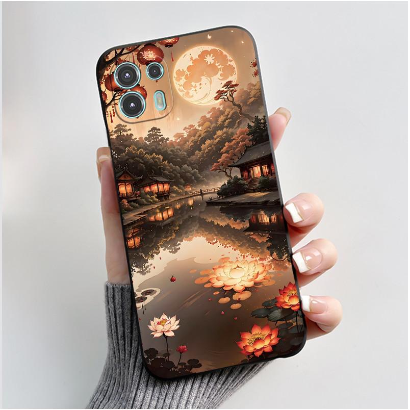 Чехол для Motorola Edge 20 Lite XT2139-1 Красивая Девушка Милое Сердце Кролик Черный ТПУ Силиконовая Задняя Крышка Для Чехла Moto Edge 20 Fusion