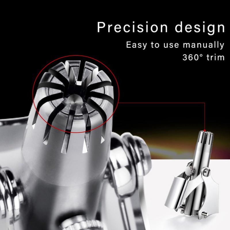 Триммер для чистки волос в носу для мужчин и женщин из нержавеющей стали ручной механический бритвенный станок моющийся инструменты для удаления волос с щеткой