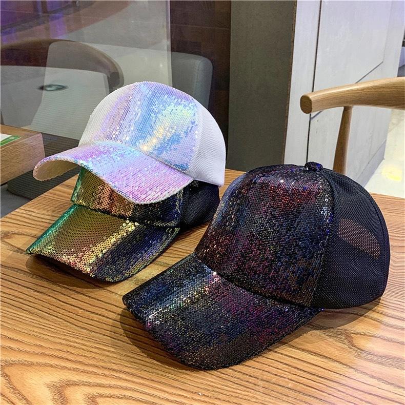 Регулируемая сетчатая бейсболка-тракер с блестками, блестящие кепки для женщин и девочек-подростков, Snapback