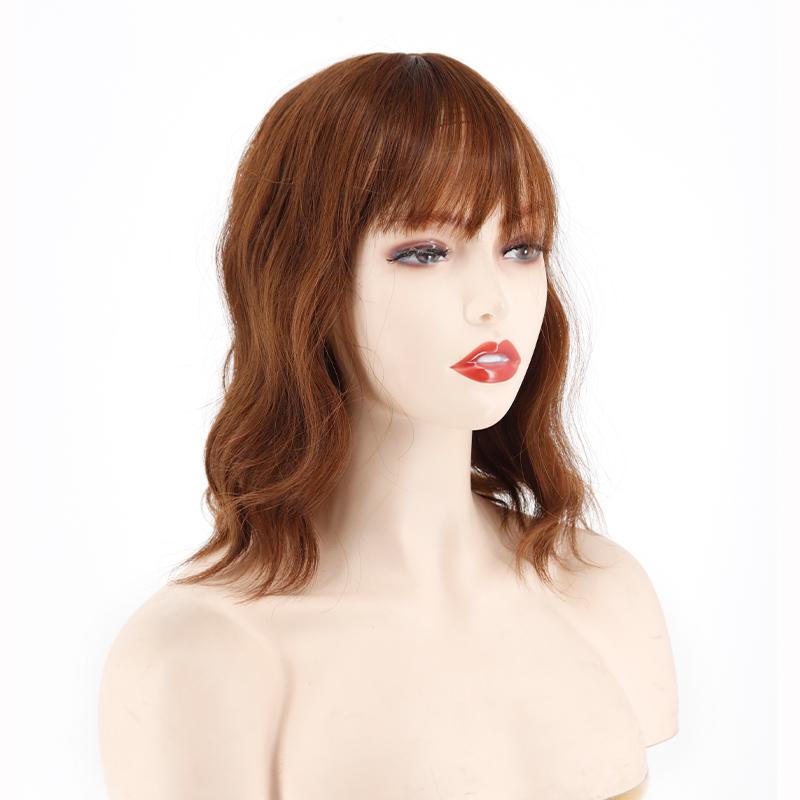 MERISIHAIR Женские короткие волосы с челкой, натуральный волнистый зажим на парике из синтетического волокна, подходит для косплея, вечеринки, повседневного использования