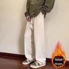 Men's Large Corduroy Loose Fit Straight Trousers - Plush, Thick, American Style Casual Pants for Autumn/Winter