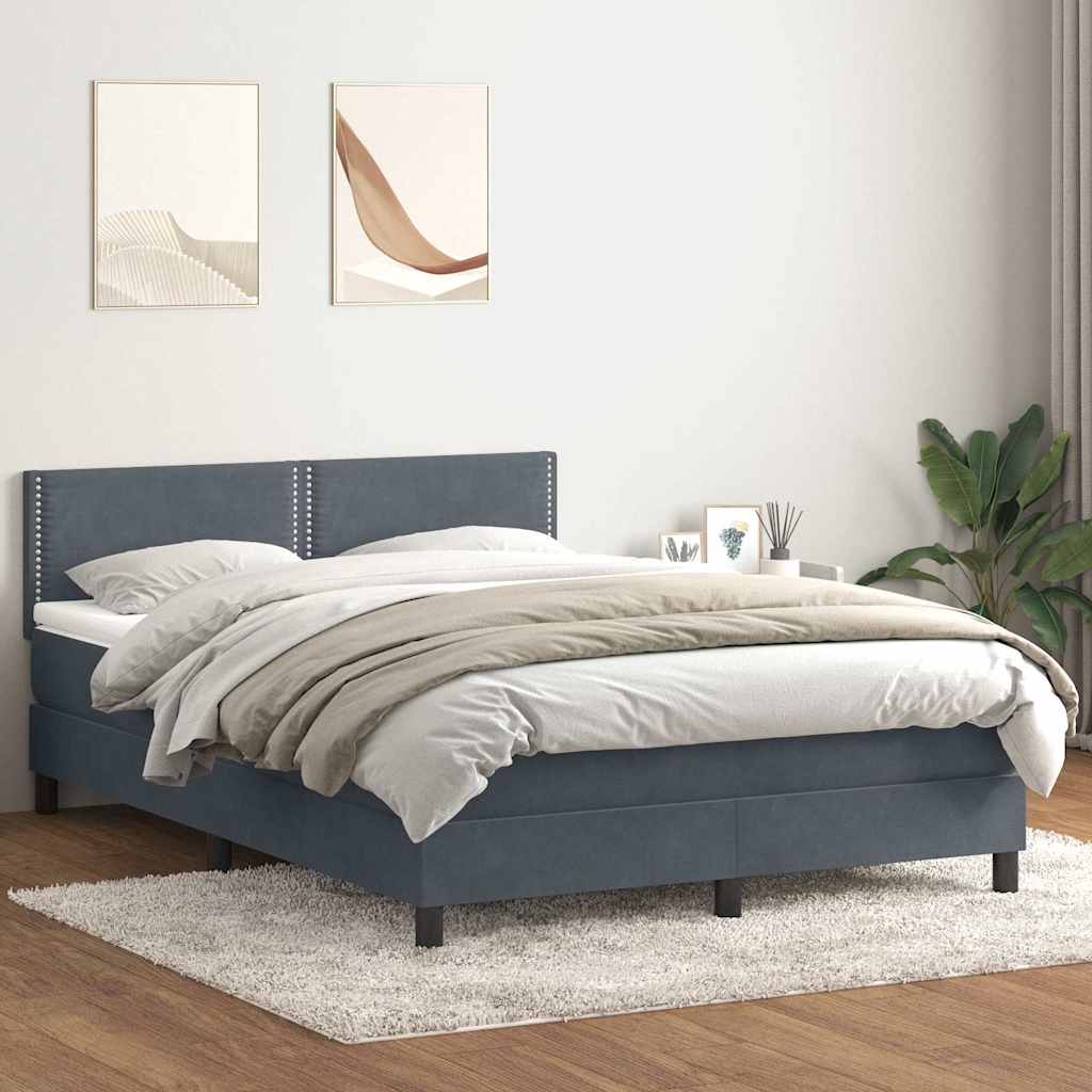 Box Spring Bed with Mattress Dark Gray 160 x 210 cm Velvet