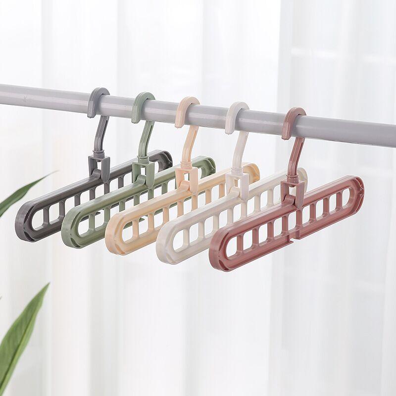 Multi-function 9 Holes Sliding Hanger Anti-wind Homehold Plain Clothes Storage Sliding Clothes Rack