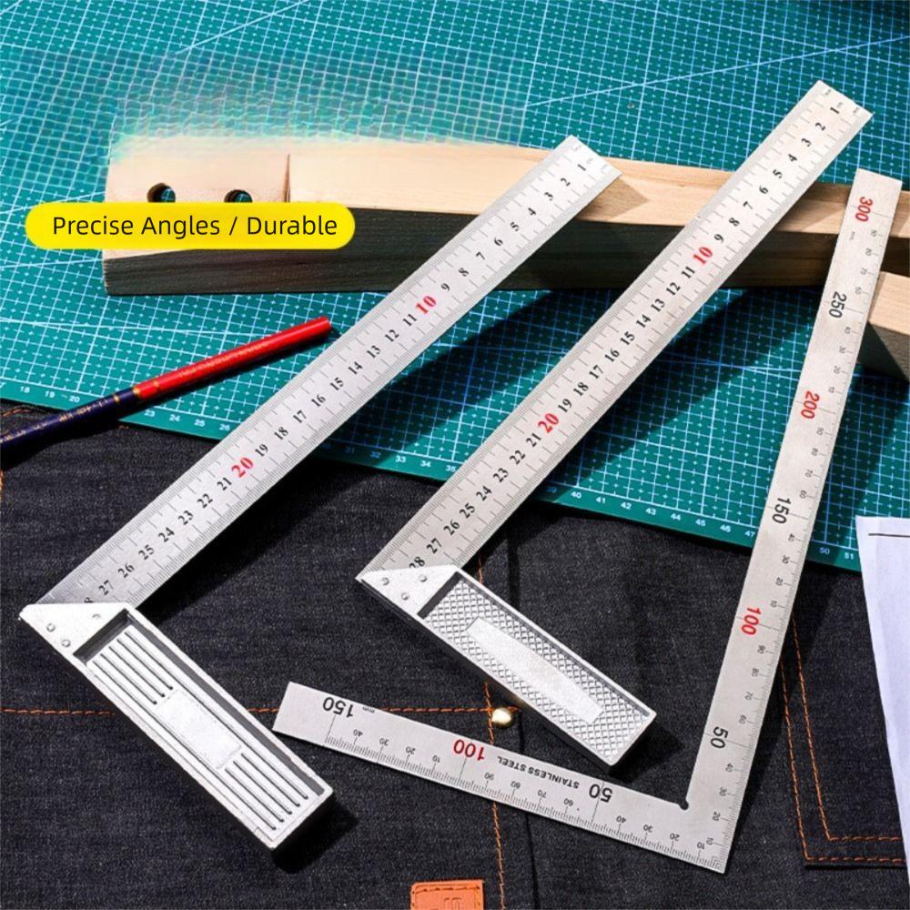 90 Degree Right Angle Steel Ruler Aluminum Handle L-Shaped Ruler Measuring Tool