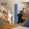 Прочные Декоративные Подставки для Книг 2 Шт. Кролик Подставки для Книг, 3D Печатный Кролик Матовый Черный И Современный PLA Домашний Декор Белые Стопоры для Книг, для Офиса