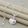 Silver Heart-Shaped Pendant Snake Chain, Women'S Wedding Fashion Jewelry, Simple Temperament Versatile Necklace