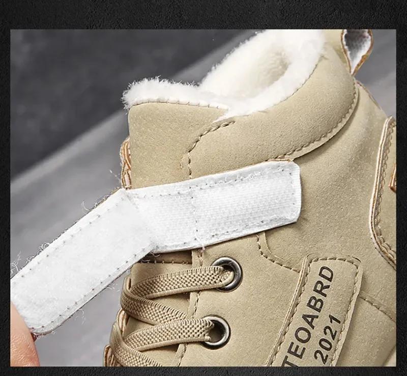Осенне-зимние детские ботинки для мальчиков, утепленные кашемиром, теплые зимние ботинки, нескользящие уличные ботинки для девочек, студенческая обувь, обувь для походов