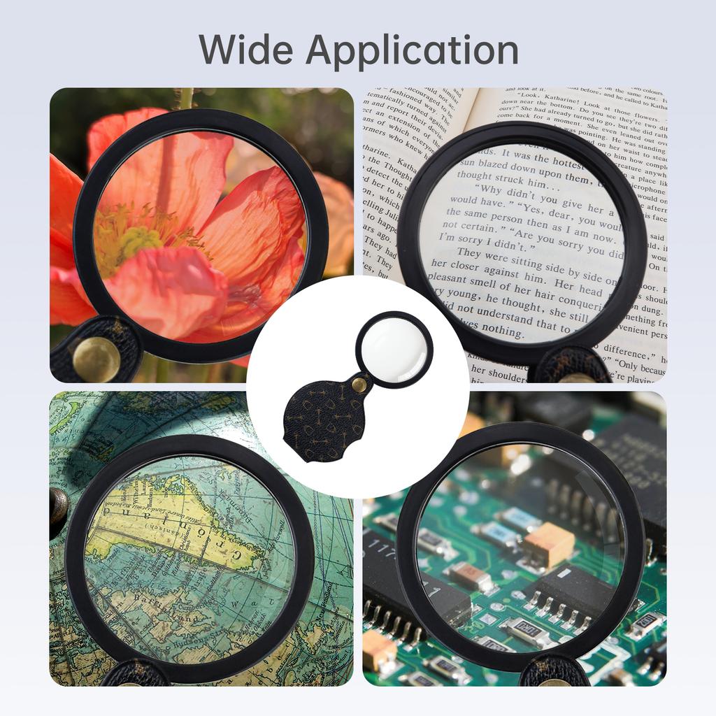 15X Складная карманная лупа из оптического стекла с футляром HD-линза для ремонта, чтения, хобби, профессиональная, портативная