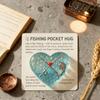 Yousheng Fishing Lover Pocket Hug Sea Glass Heart Token with Fishing Rod Fish Design Inspirational Keepsake for Fishermen Anglers Fisher Dad