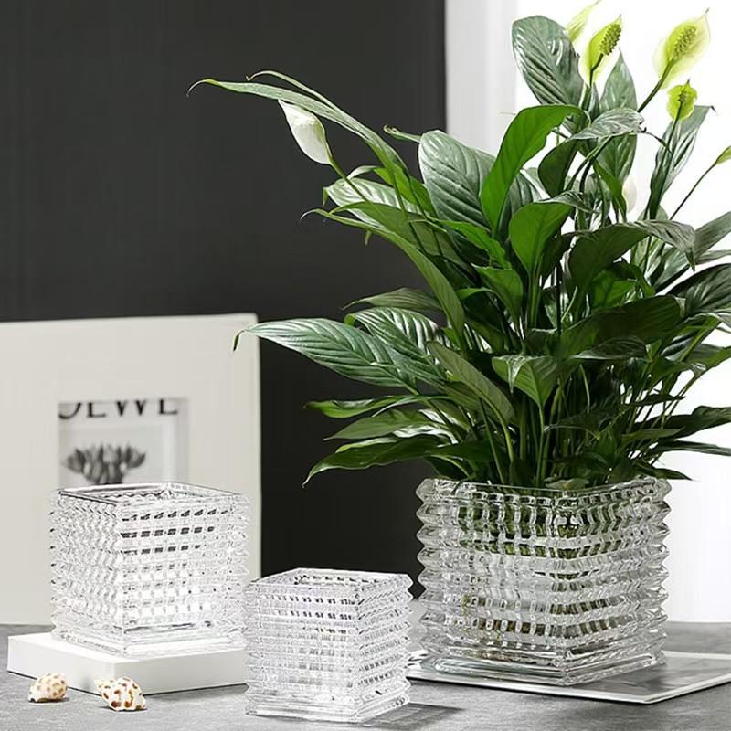 Прозрачная квадратная стеклянная ваза, геометрический квадратный цветочный горшок, цветочные композиции, аксессуары для террариума, украшения дома, аксессуары