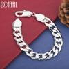925 Sterling Silver 12mm Side Chain Bracelet Wedding Gift Jewelry