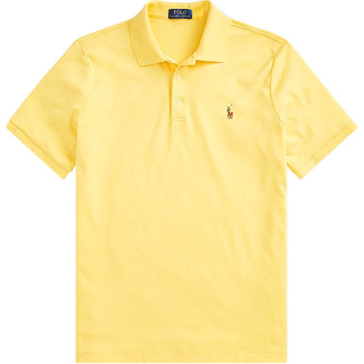 Polo Ralph Lauren Однотонная футболка поло с вышивкой логотипа, с коротким рукавом, мужская, желтая, 710870645-031