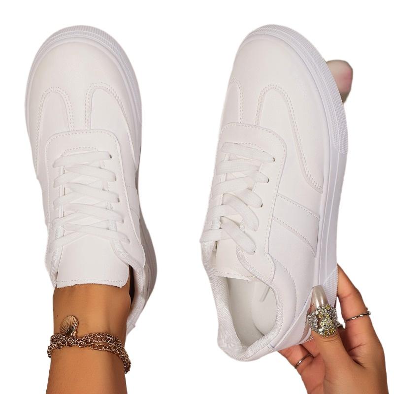 Women's Shoes 2024 Spring and Autumn New High Quality Solid Color Casual Round Toe Low Heel Lace Up Women's Vulcanized Shoes