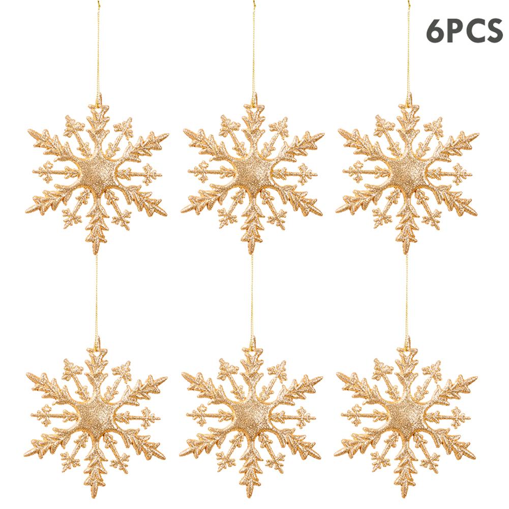 6 штук синих снежинок с блестящей пудрой, снежинки для украшения рождественской елки, зимнее новогоднее подвесное украшение