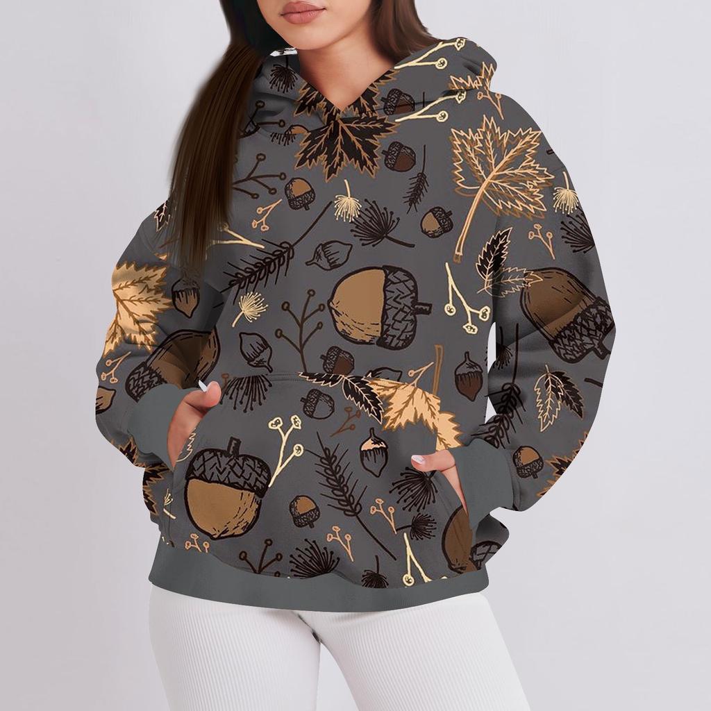 Женская мода повседневный пуловер с капюшоном толстовка с принтом длинный рукав толстовка