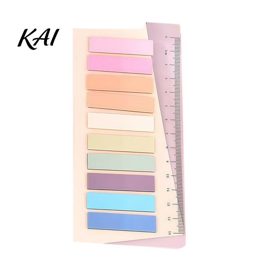 Morandi Color Page Markers Index Sticker Tabs with Built-in Scale Ruler, Transparent Stickers for Notebooks PET Markers, Compact Writable Book Labels