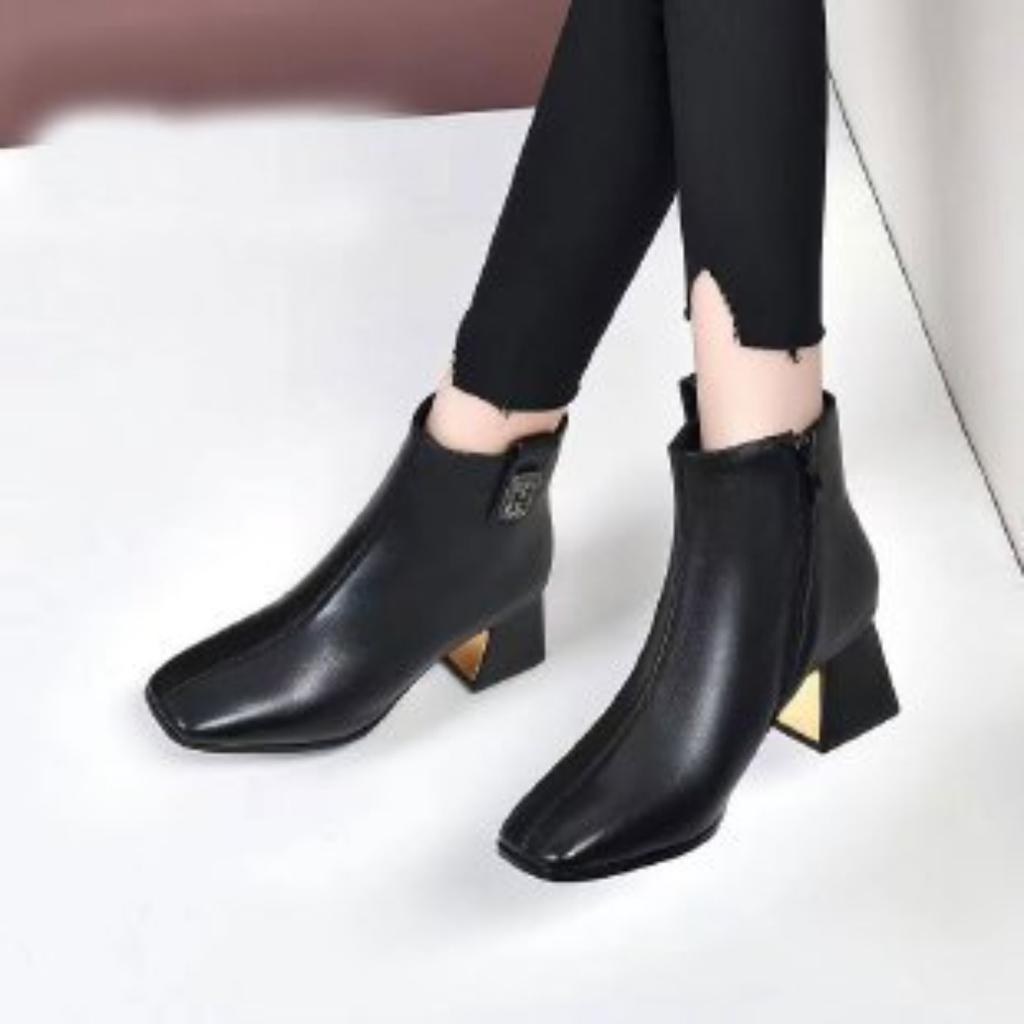 Женские ботинки Мартина на толстом каблуке, короткие ботинки из мягкой кожи, зимние, на высоком каблуке, черные, на среднем каблуке, кожаные туфли для мамы, иностранный стиль