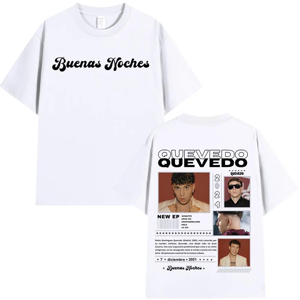 Quevedo Good Nights Tour 2025 Футболка рэпера, Высококачественные футболки для мужчин и женщин, Хлопковая футболка оверсайз, С коротким рукавом