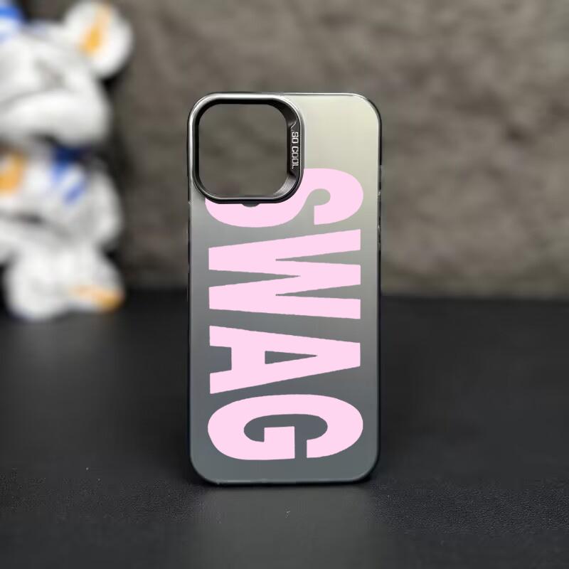 Розовые буквы SWAG Чехол для телефона для Samsung Galaxy S26 S24 S25 S23 Ultra S22 S21 S20 Plus FE A35 A54 A55 Электроокрашенная задняя крышка