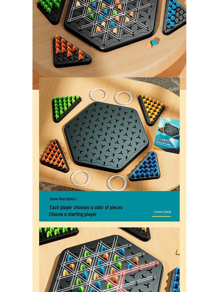 Children's Chain Tic-Tac-Toe Interactive Rubber Band Game: Two-Player Strategy and Thinking Toy