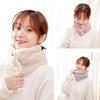 Plush Scarf with Natural Wood Buckles Double-Layer Velvet Design Lined Imitation Rabbit Fur Solid Color Winter Scarf