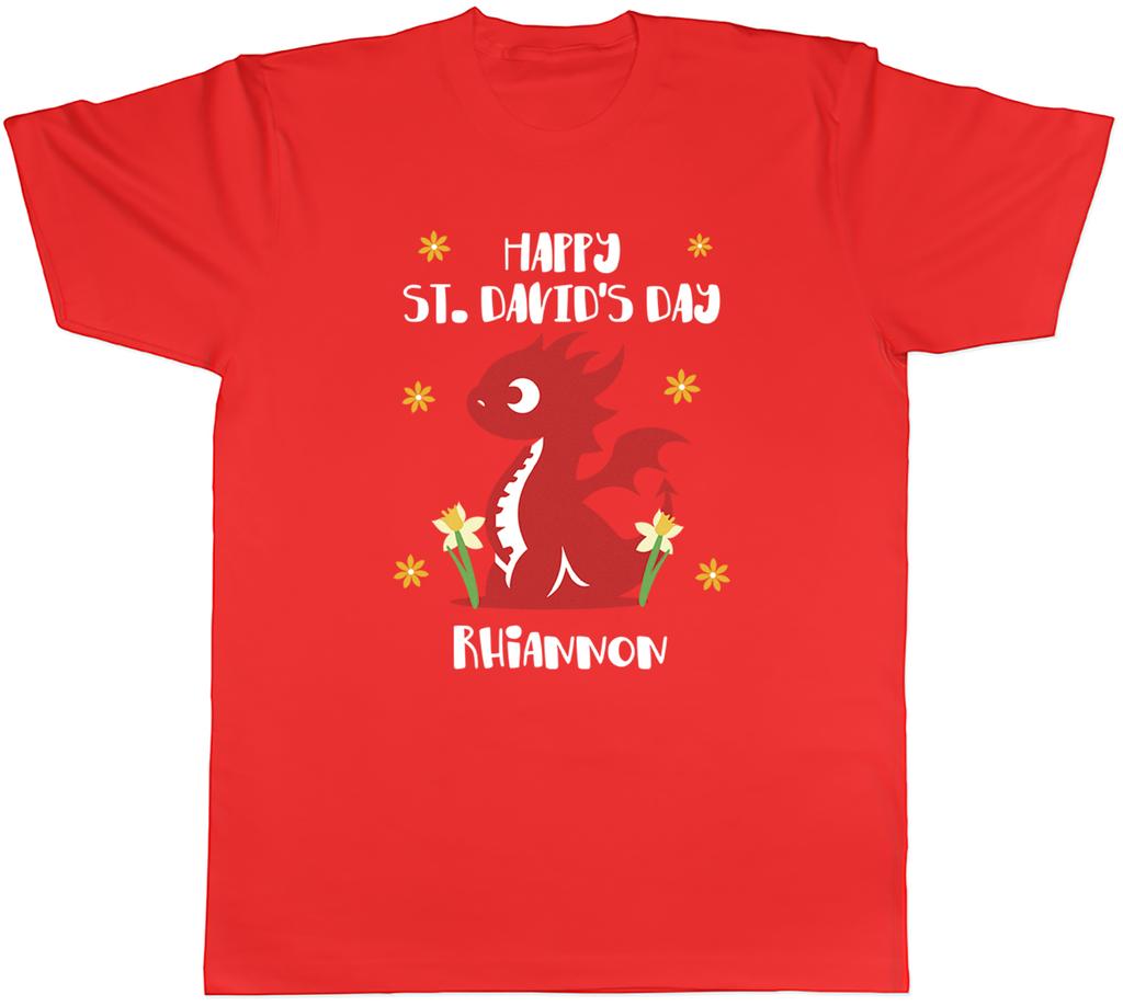 Personalised Happy St Davids Day Dragon Wales Unisexs TShirt Tee Gift Top