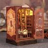 1PC DIY Book Nook Kit Miniature Wooden Dollhouse with Light Bookshelf Insert Decoration Model for Gifts Bookshop Memories