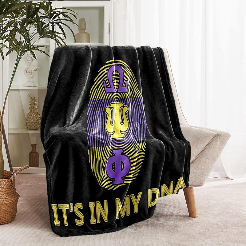 1pc Blanket Omega Psi Phi logo1 Print Design, Lightweight Blanket for Sofa, Bed- Soft &Warm, Gift for All Seasons like Christmas, Halloween