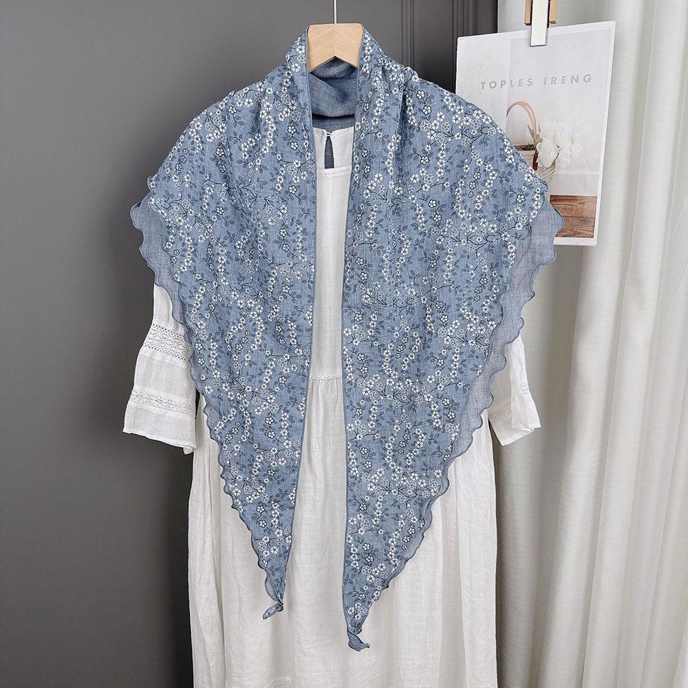 New Double-layer Pure Cotton Large Triangle Scarf Women's Japanese Literary and Flower Air-conditioned Room Shawl Small Floral