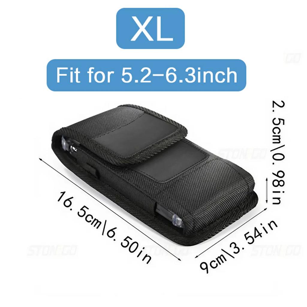 3.5-6.8inch Phone Nylon Pouch Cell Phone Belt Clip Carrying Holster Case Waist Bag for IPhone 16 15 14 Samsung S24 S23 Xiaomi Mobile Leather Cover
