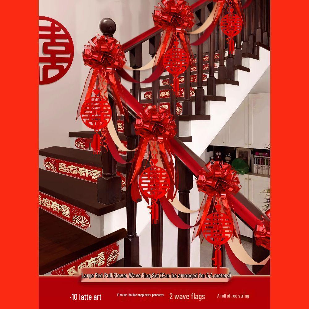 Bridal Stair Railing Decoration Set with Balloons & Flowers