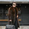 Men's Mink Fur Coat Mid-length Autumn and Winter Full Mink Fur Collar Large Size Raccoon Fur Coat Fur Jacket