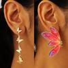 Butterfly Earrings Summer Long Exaggerated Large Earrings Senior Sense of Fit Metal Drip Oil Butterfly Earrings Trendy Earrings 2025 Everyday Jewelry