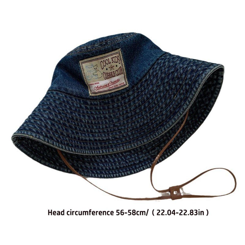 With Drawstring Women Denim Bucket Hat Windproof Western Cowboy Hats Hot Big Brim Sun Hat Summer