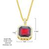 Alloy Necklace Hiphop Hip Hop Square Diamond Ruby Men's European and American Necklace Supply Hot Sale Jewelry
