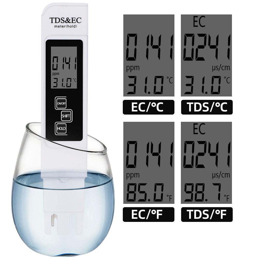 3 in 1 Water Quality Tester Digital Meter Water Quality Analyzer Detector TDS  EC  Temperature 5Mins Auto Shut Down