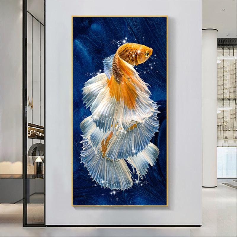 Картины с рыбками кои, современные постеры с животными, печать на холсте, абстрактные настенные художественные картины Куадрос для гостиной, домашний декор, БЕЗ РАМКИ