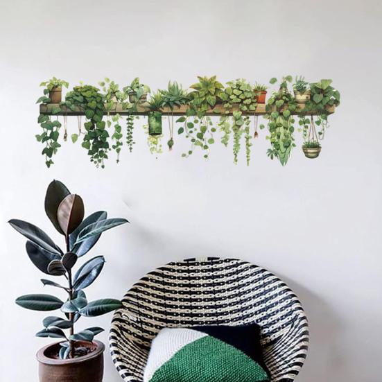 90x30 см наклейки на стену с зелеными растениями, водонепроницаемые, самоклеящиеся, из ПВХ, современная гостиная, детская спальня, растение в горшке, зелень, настенное художественное украшение, наклейка