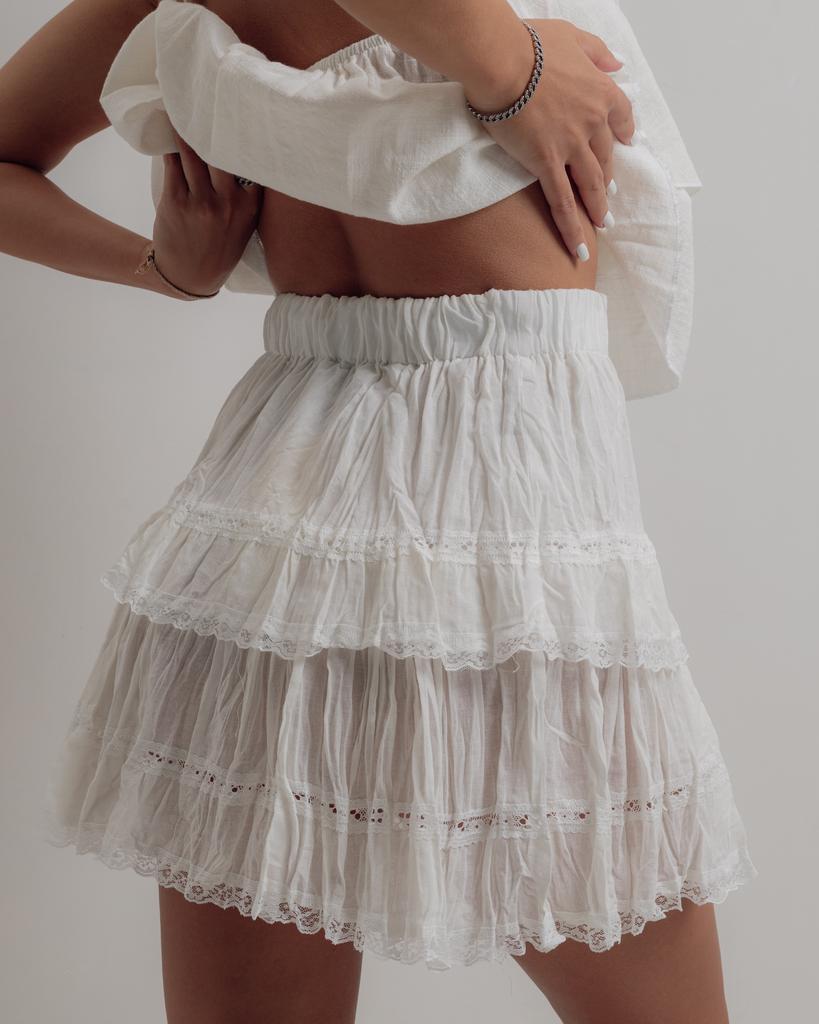 Юбка летняя короткая Nisan 2186 молочная M