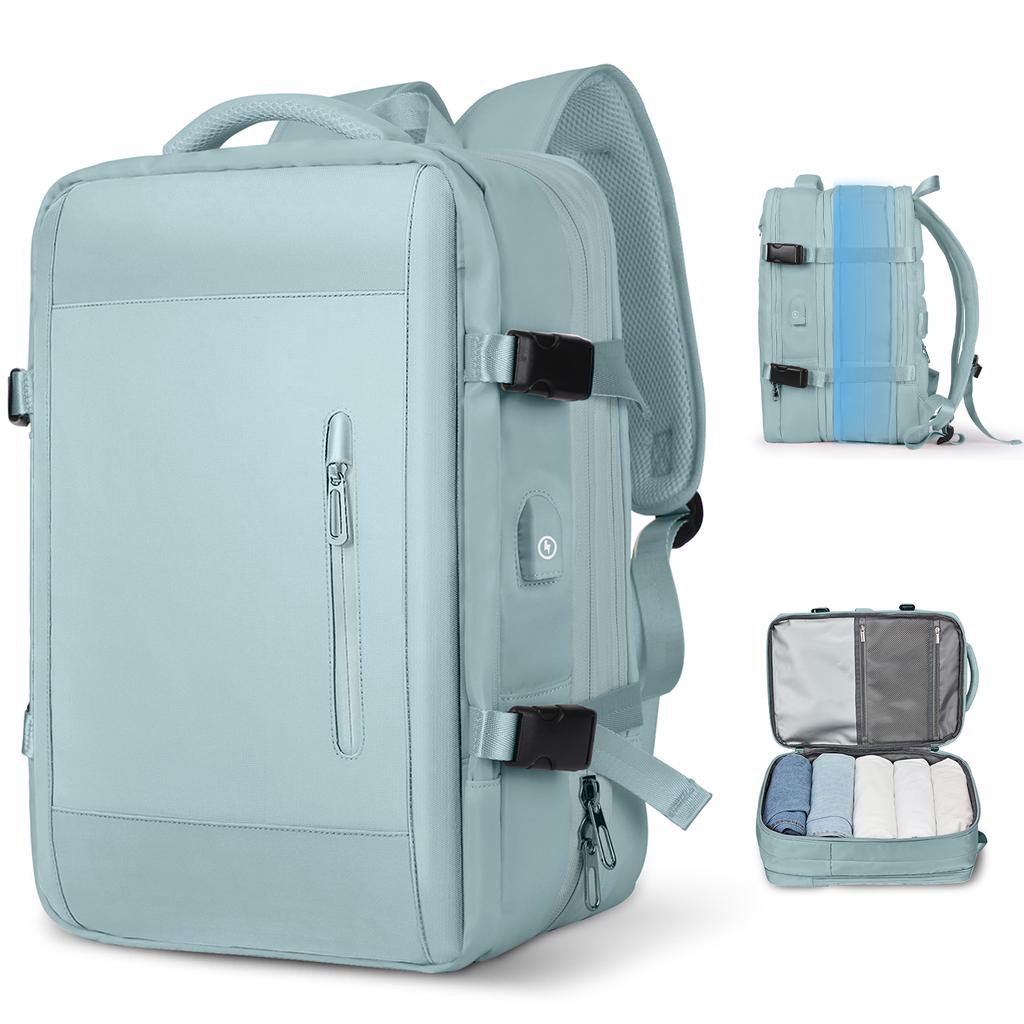 Business Travel Backpack for Men Expandable Water Resistant Backpack with USB, Black Laptop Backpack 15.6 Inch for College Work