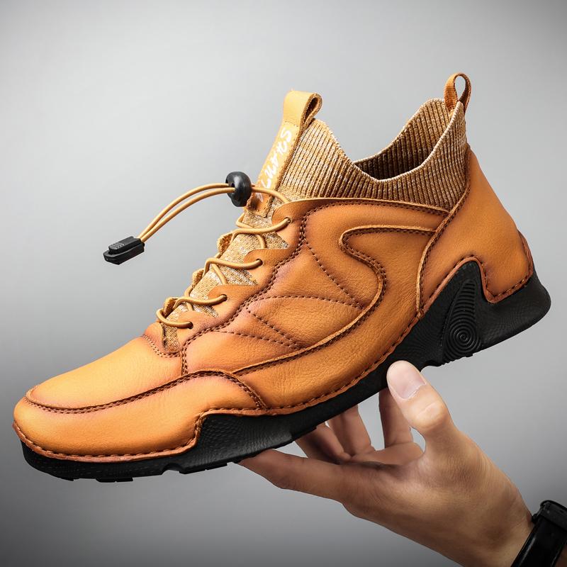 Winter Leather Men Boots Super Warm Mens Snow Boots with Fur Man Casual Shoes Walking Sneakers High Top Western Ankle Boots