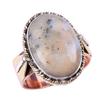 Натуральный Дендритовый Опал Драгоценный Камень 925 Стерлинговое Серебро Ювелирные Изделия Двухцветное Кольцо Р.8US y6S89
