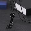 Korean Crystal Beads Long Necklace for Women's Autumn Winter Fashion Chain Tassel Pendant Necklace Jewelry