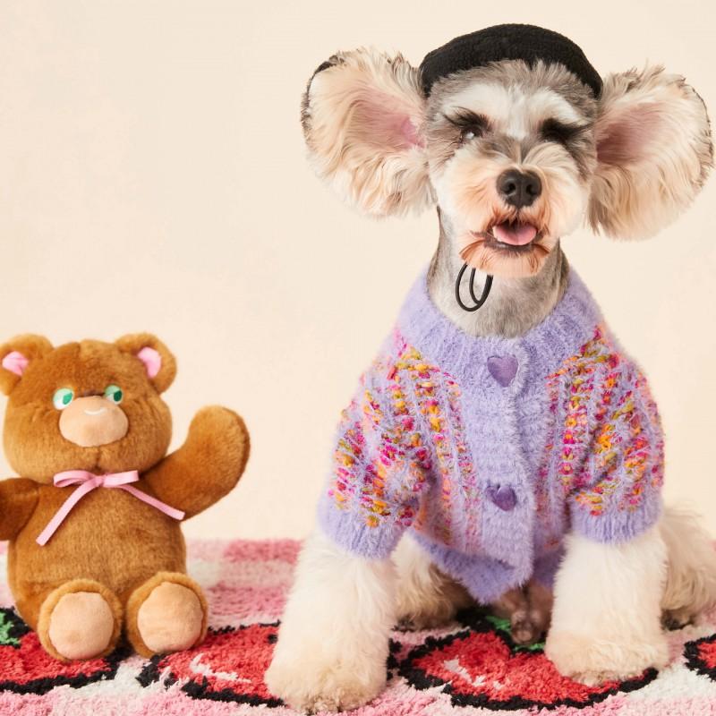 Pet Dog Sweater Winter - Colorful Knit Cardigan Female Dogs Teddy Schnauzer Corgi Bichon Shiba Inu