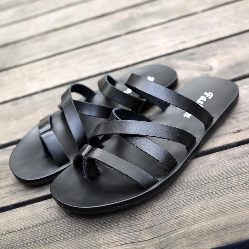 Мода 2024 Нескользящие Мужские Удобные Тапочки Новинка Модные Мужские Шлепанцы из Натуральной Кожи Мужская Повседневная Летняя Обувь с Перфорацией