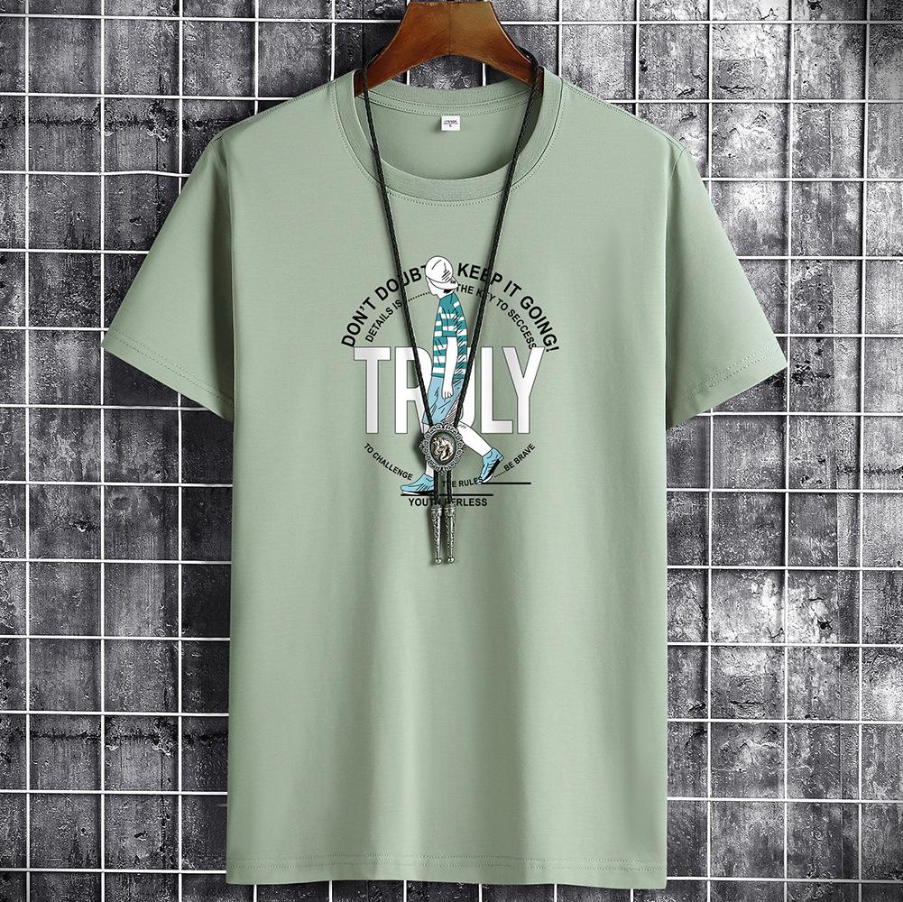 7 цветов Мужская модная футболка с короткими рукавами из чистого хлопка