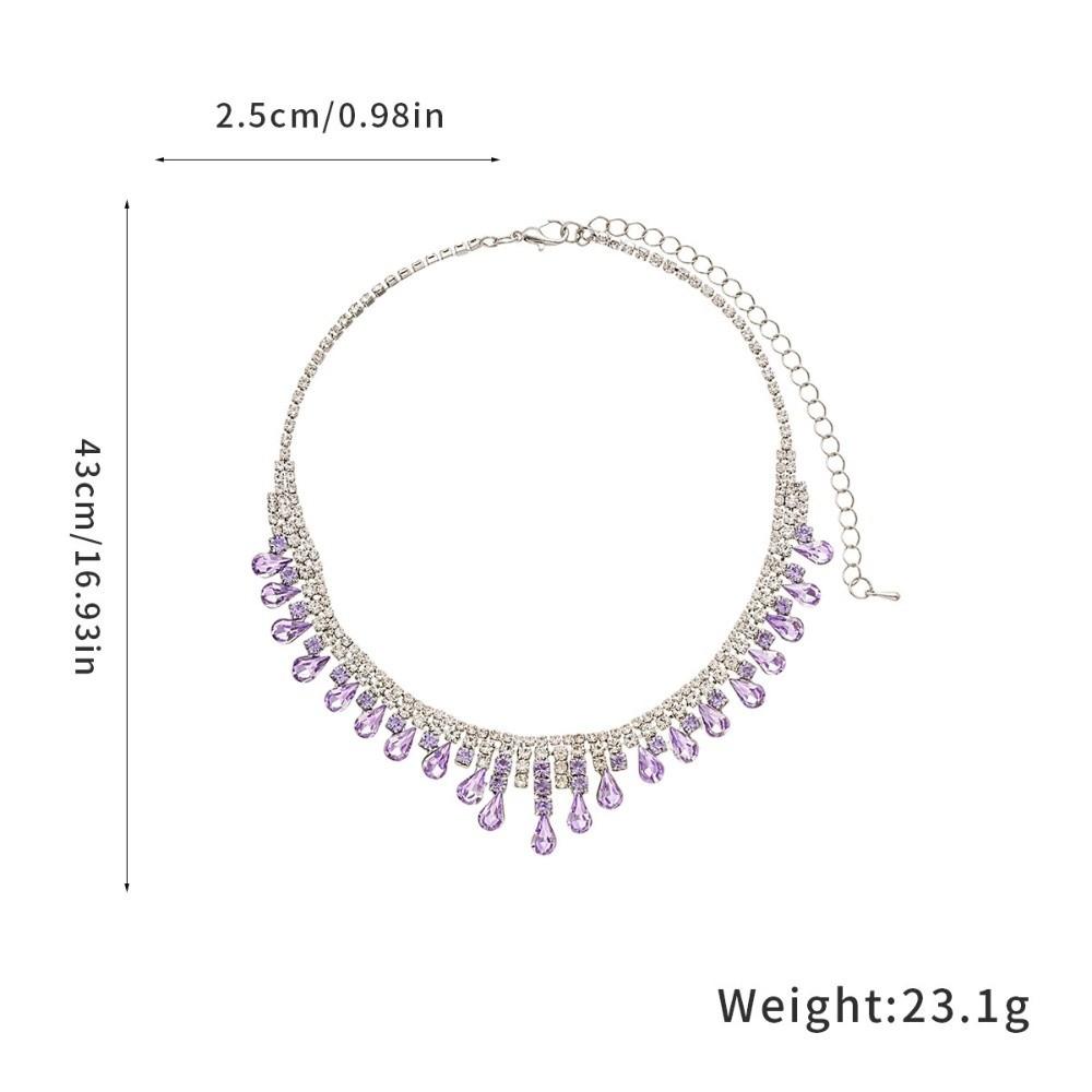 Water Drop Rhinestone Jewelry Set Inlaid Crystal Necklace Set Tassel Necklace Earrings Set Bridal