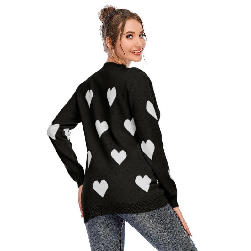 Women's Autumn and Winter Loose Love Crewneck Pullover Knit Sweater